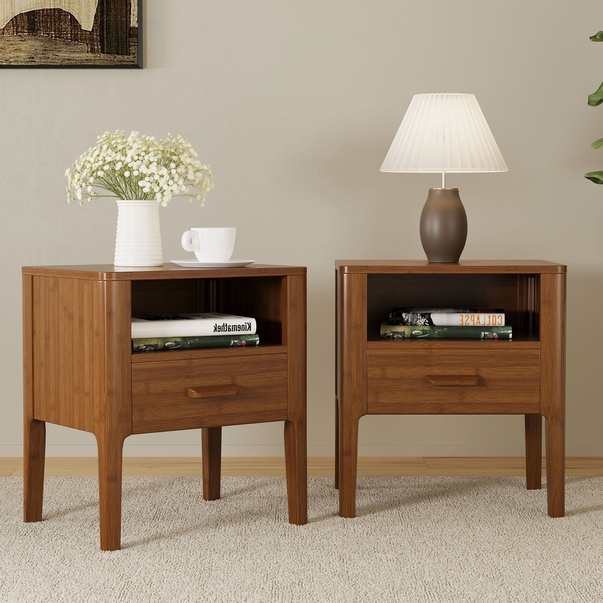 Nightstand With Drawer And Open Shelf - Brown by HouseOfZazla