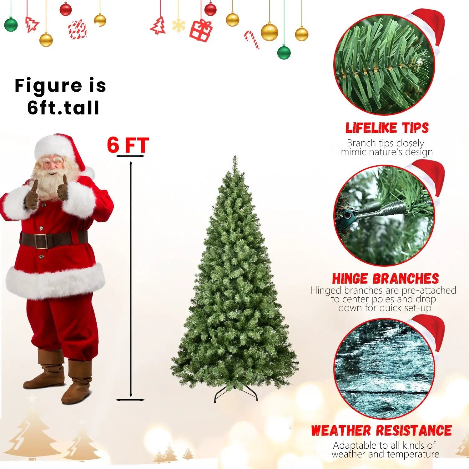 7ft Pre-Lit PVC Christmas Tree with 400 UL Lights by HouseOfZazla
