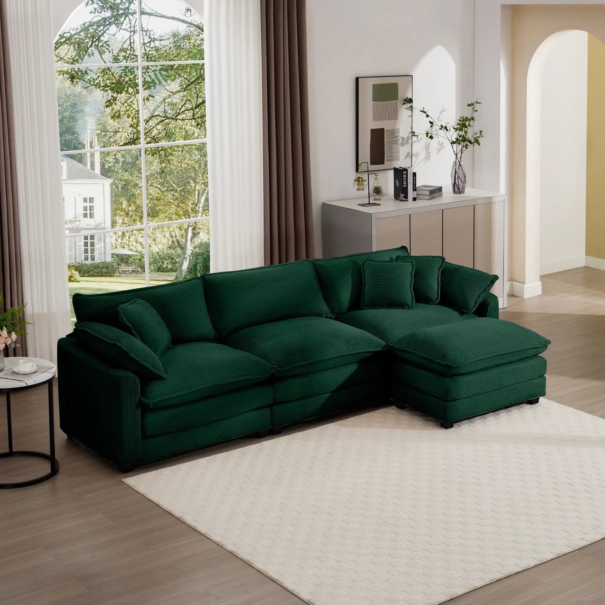 Modern Oversized Modular Cushion Sofa With Ottoman, Low Back, Deep Seating Sofa Set by HouseOfZazla
