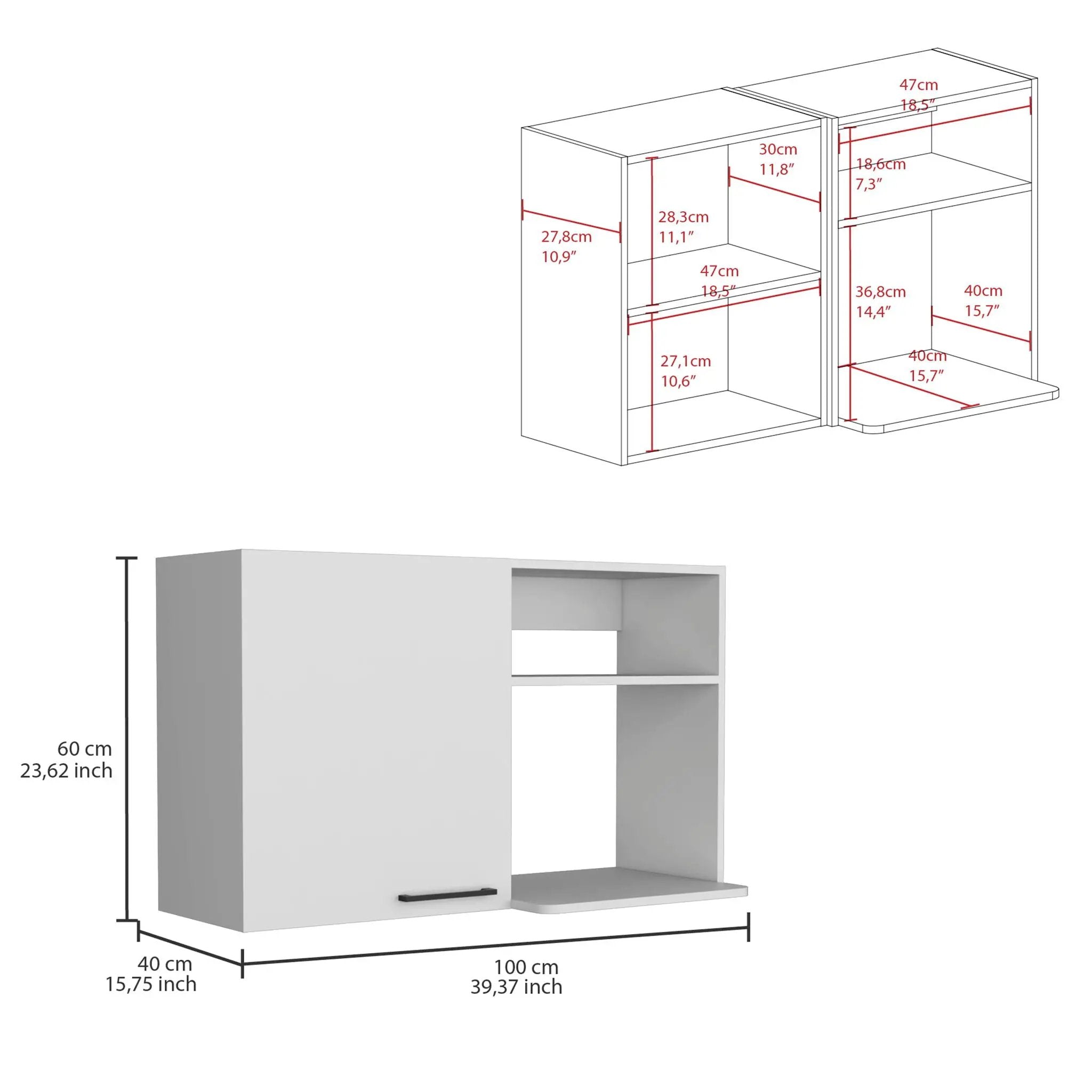 Burwood Kitchen Wall Cabinet with 2 Doors and Shelves - White by HouseOfZazla