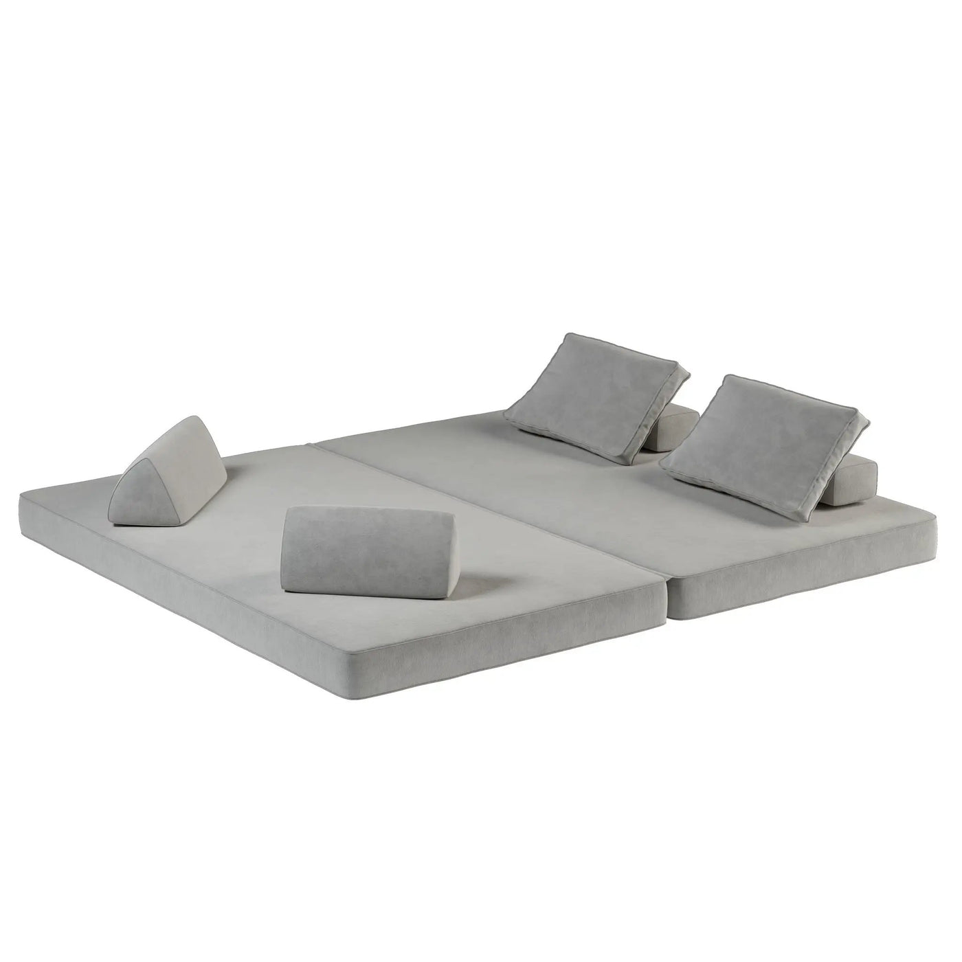 Multifunctional Convertible Sofa Bed With 2 Tumbler Backrests And 2 Pillows, Deep Seat Couch by HouseOfZazla