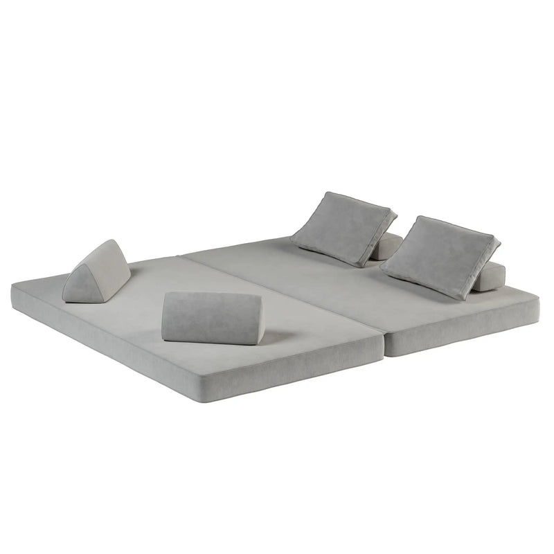 Multifunctional Convertible Sofa Bed With 2 Tumbler Backrests And 2 Pillows, Deep Seat Couch by HouseOfZazla