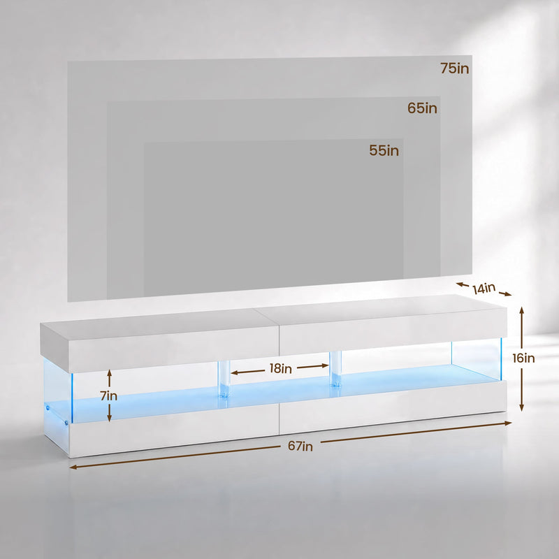 Modern TV Stand for 70 Inch TV with Ample Storage - Particle Board, photo 2 of 7