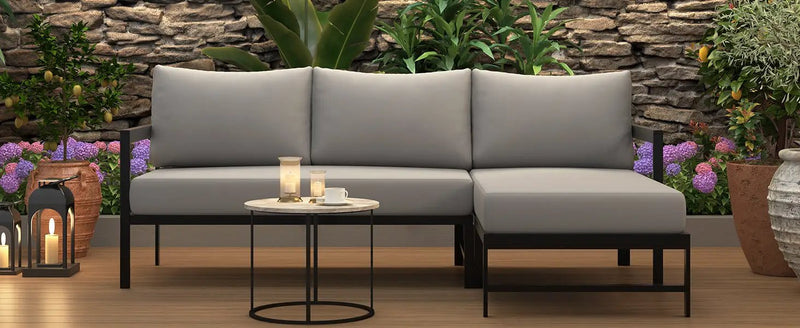 U_style Outdoor L-Shaped Sofa with Iron Frame and Ultra-Thick Cushions by HouseOfZazla