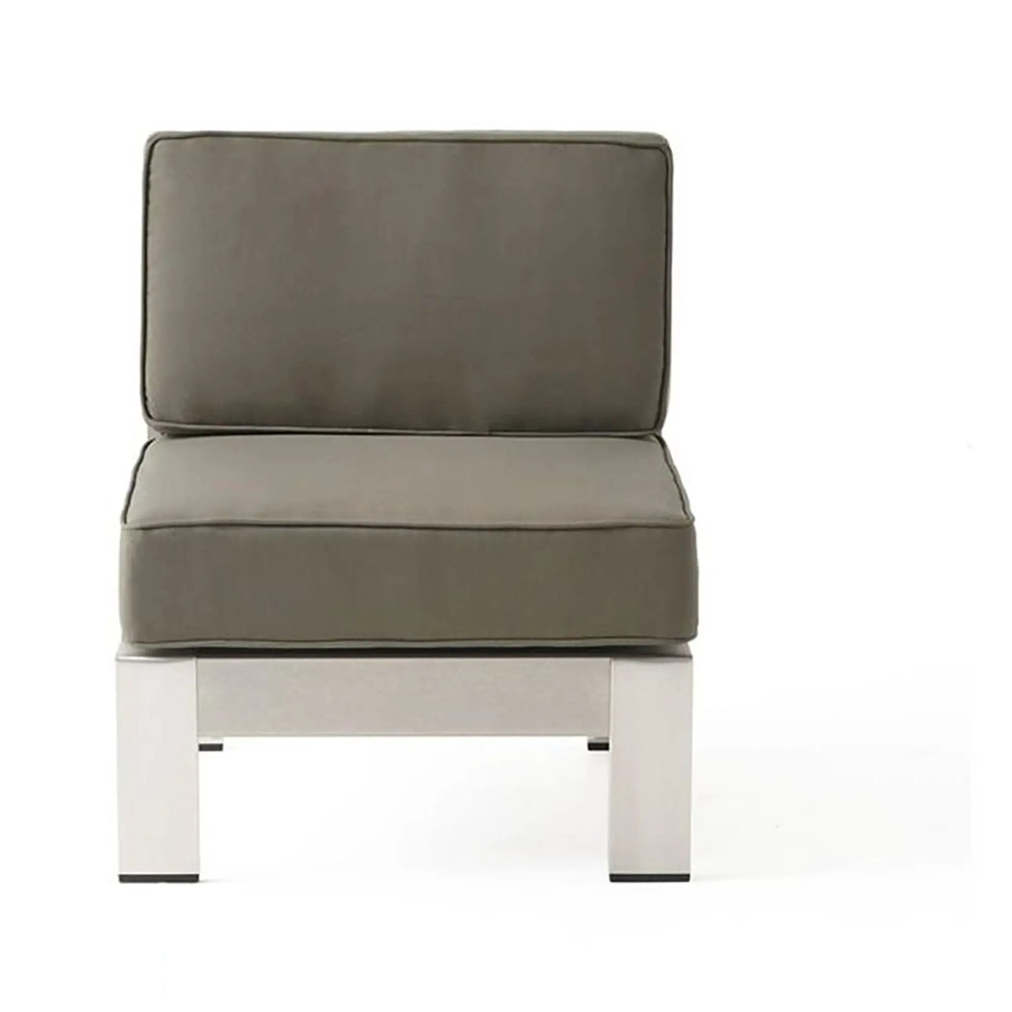Outdoor Aluminum Armless Chair With Cushion - Silver by HouseOfZazla