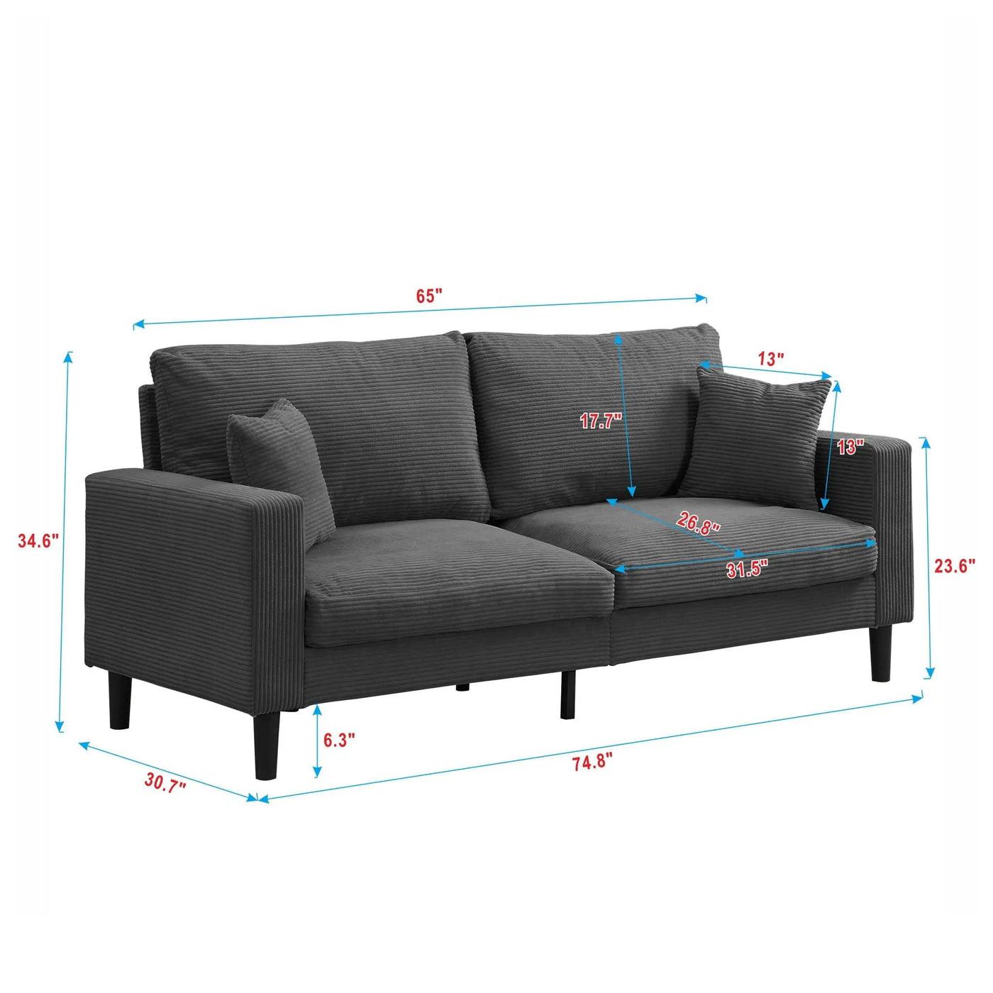 Modern Upholstered Resilience Three Seater Sofa by HouseOfZazla