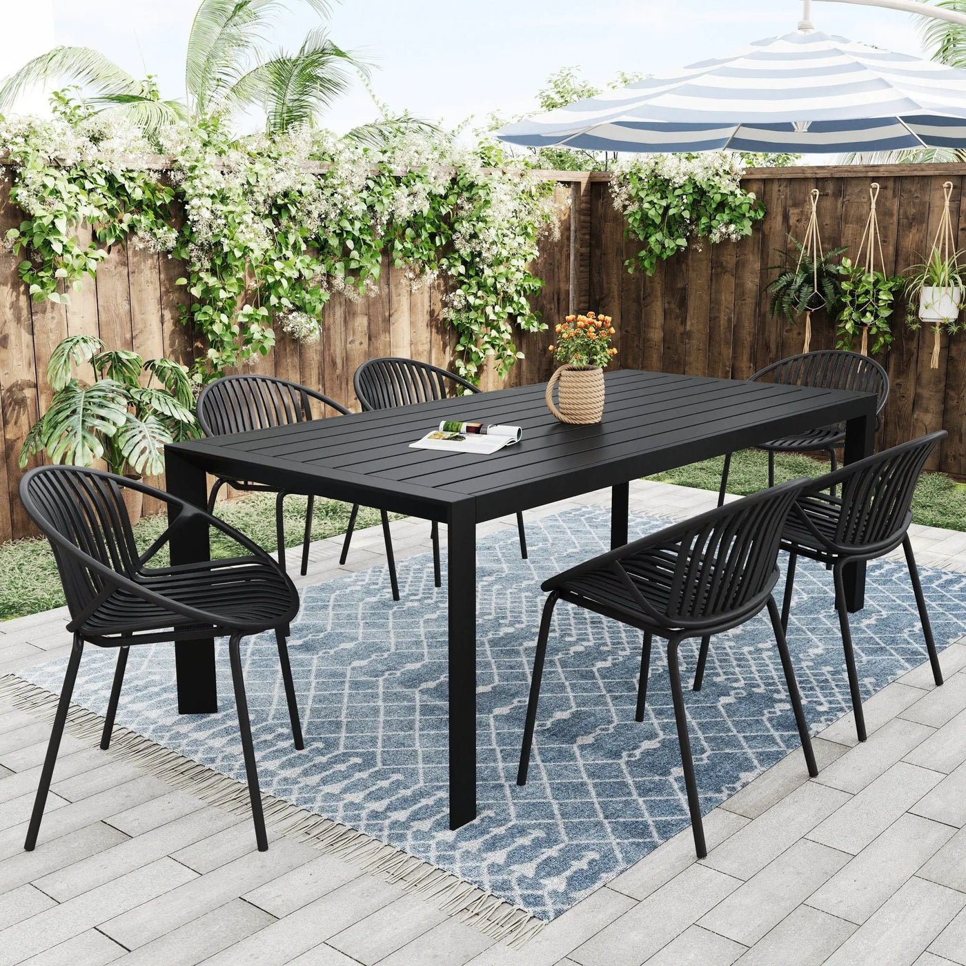 7 Piece Dining Set With Stackable Chairs by HouseOfZazla