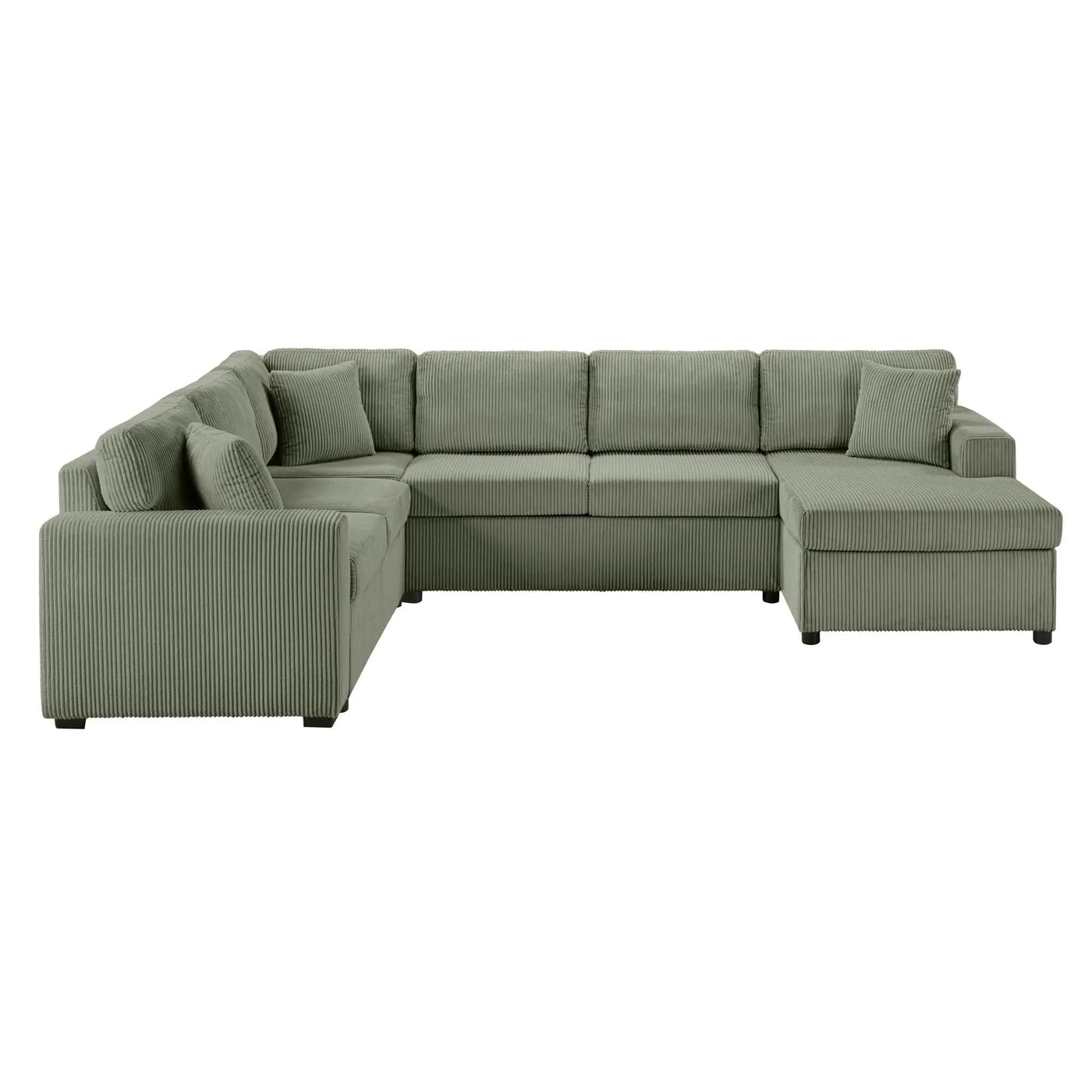 Oversized Sectional U-Shaped Sofa With Chaise Lounge And Three Soft Throw Pillows by HouseOfZazla