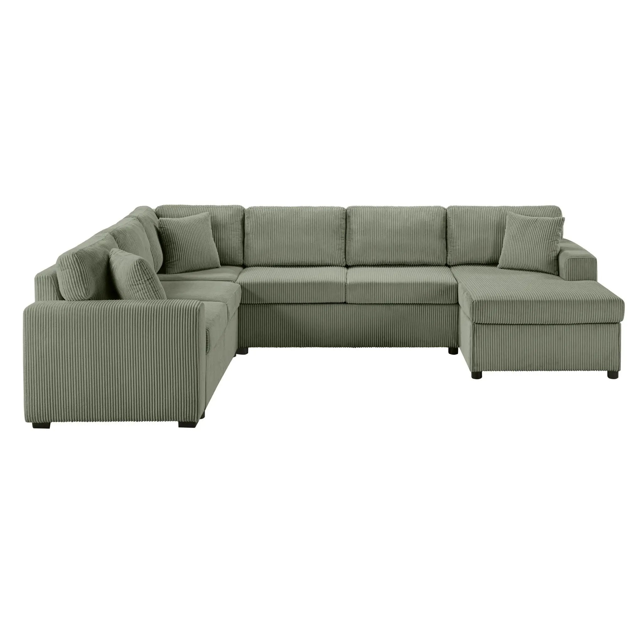 Oversized Sectional U-Shaped Sofa With Chaise Lounge And Three Soft Throw Pillows by Unique Piece Furniture