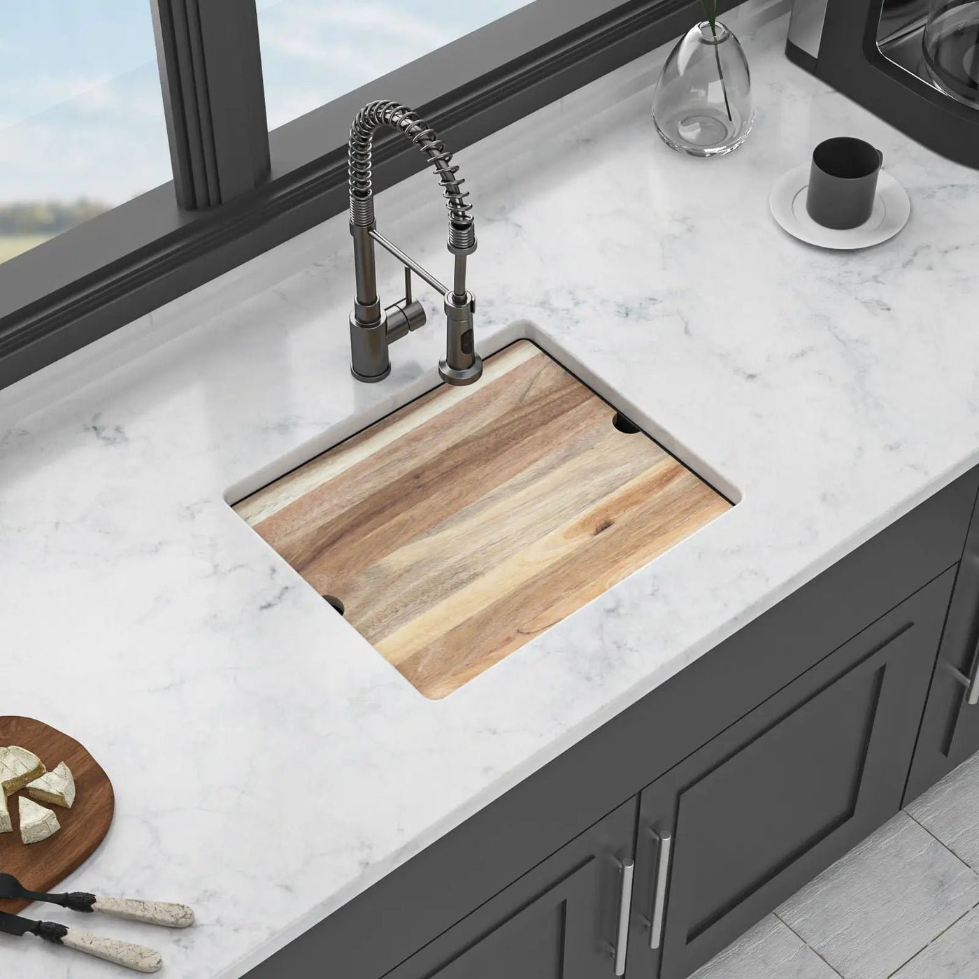 Quartz Composite Kitchen Sink With Workstation, Undermount by HouseOfZazla