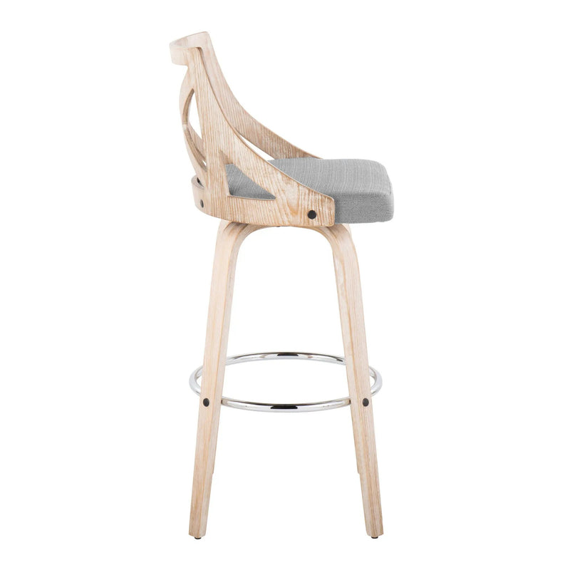 Charlotte - Farmhouse Fixed Height Bar Stool With Swivel And Round Footrest (Set of 2) by HouseOfZazla
