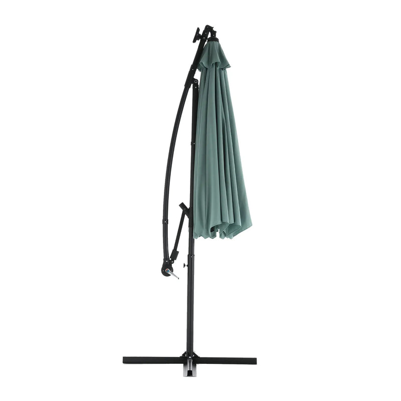 10ft Solar LED Offset Hanging Patio Umbrella (Light Green) (No Base) by HouseOfZazla