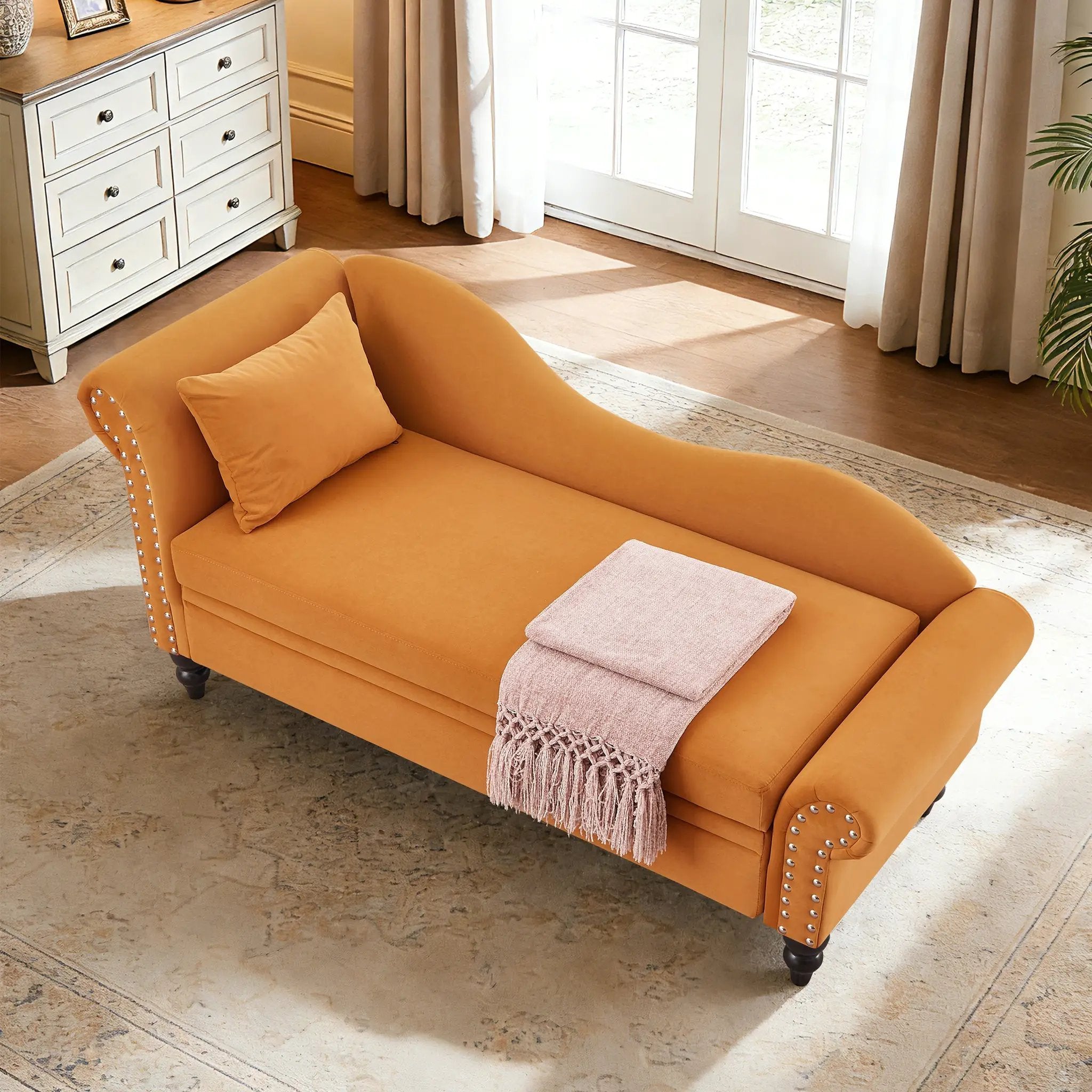 64.5'' Modern Velvet Chaise Lounge by HouseOfZazla