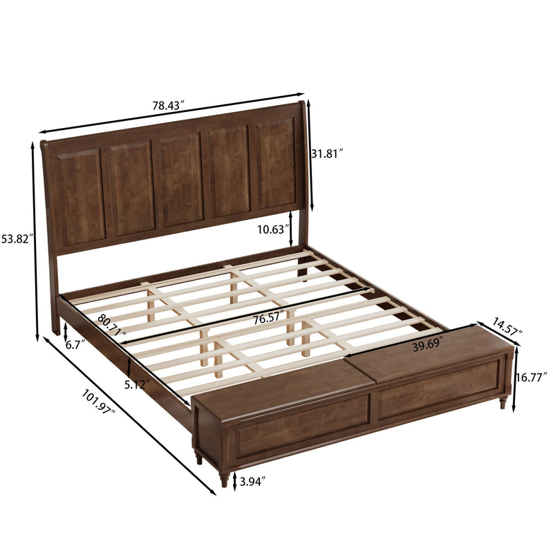 Sleigh Bed Frame With Tall Headboard And Storage Bench by HouseOfZazla