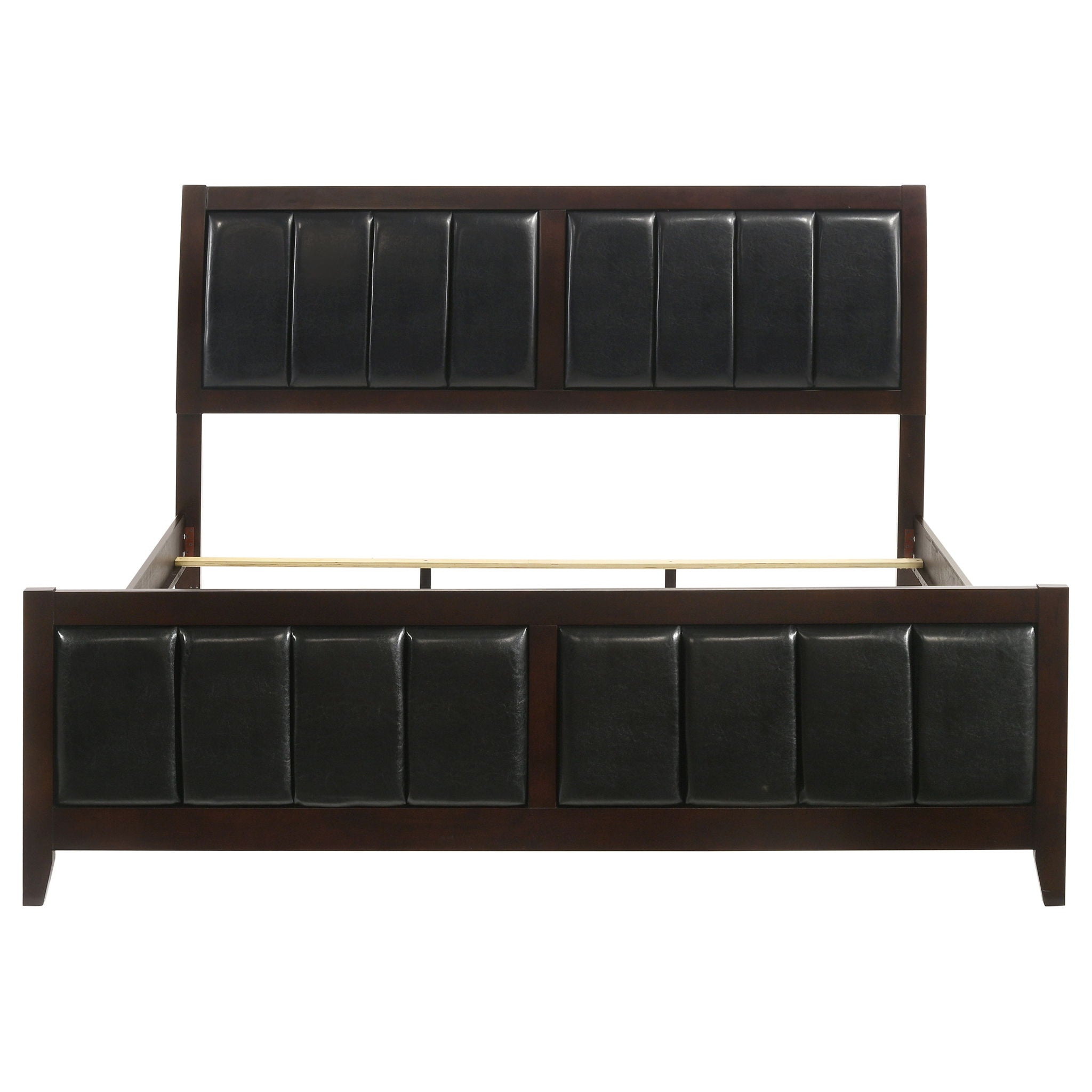 Eastern King Panel Bed With Upholstered Headboard And Footboard - Cappuccino by HouseOfZazla