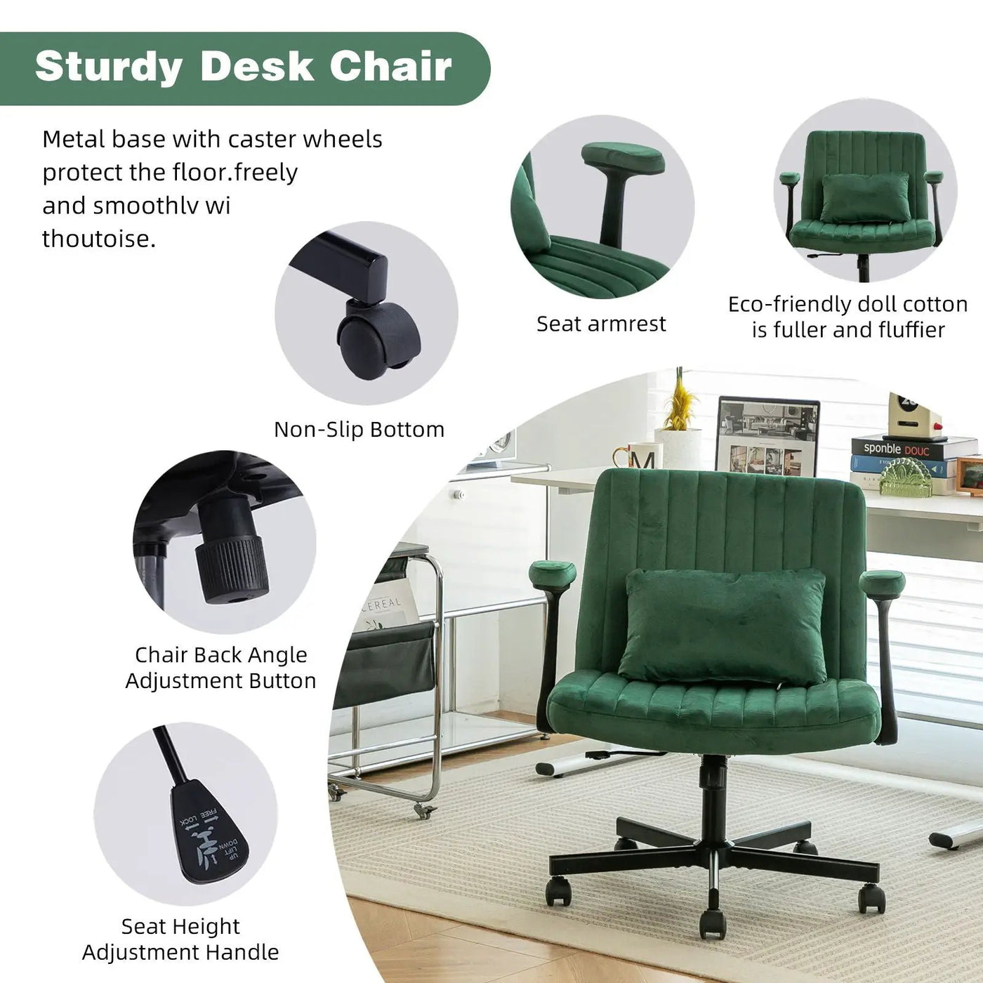 Criss Cross Armrest Office Chair With Wheels by HouseOfZazla