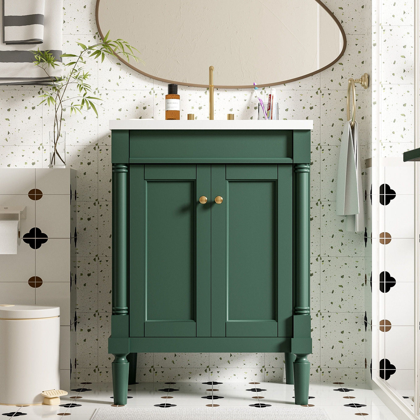 Bathroom Vanity With Top Sink, 2 Tier Storage Cabinet by Unique Piece Furniture