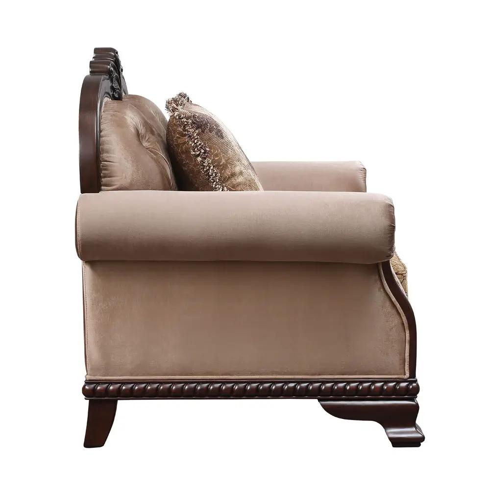 Chateau De Ville - Loveseat With 3 Pillows (Same Lv01589) - Fabric & Espresso by Unique Piece Furniture
