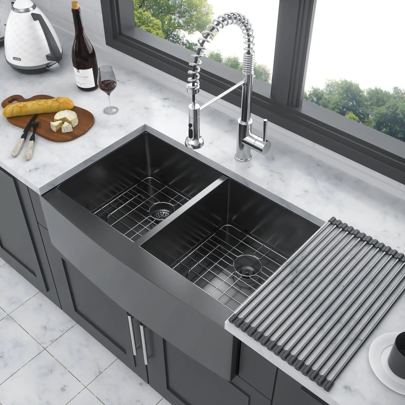 Double Bowl Farmhouse Sink / Stainless Steel Apron Front by HouseOfZazla