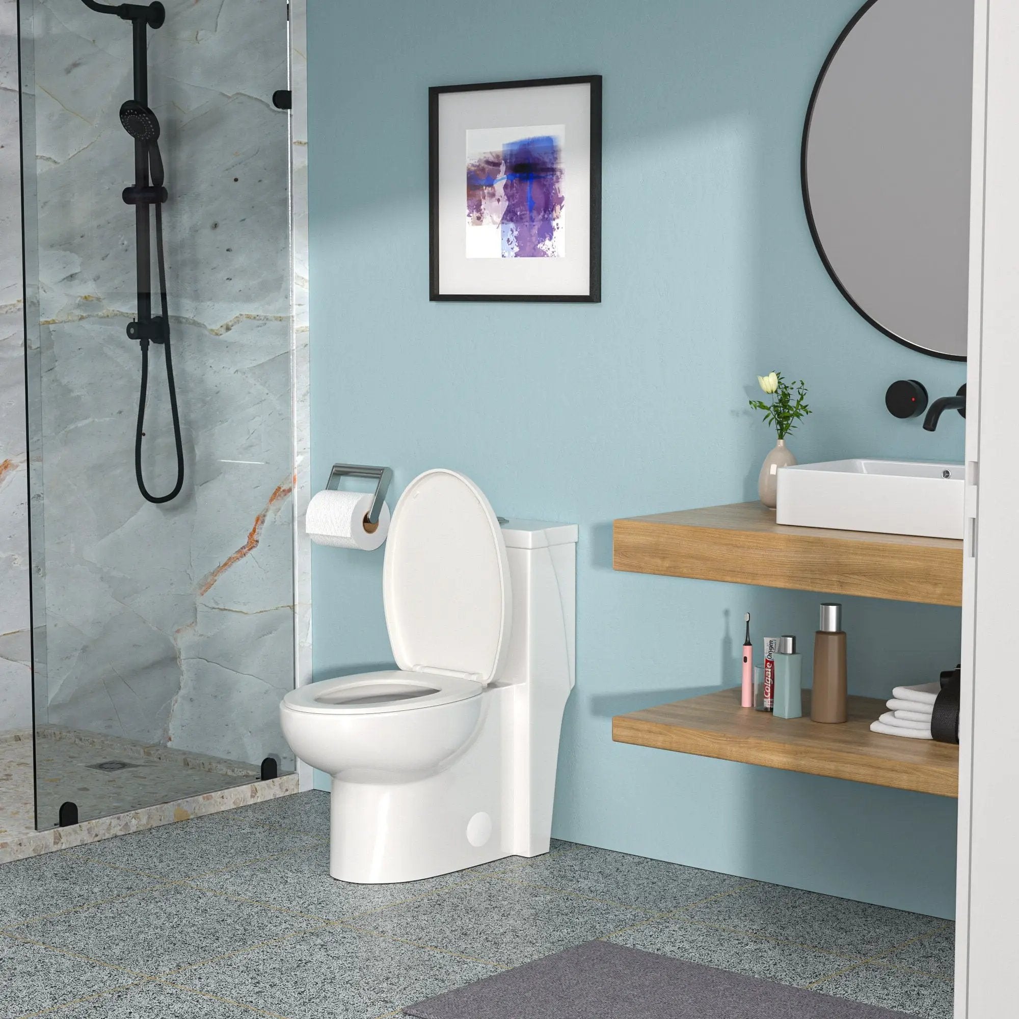 1 Piece Toilet With Dual Flush And Soft Closing Seat - White by HouseOfZazla