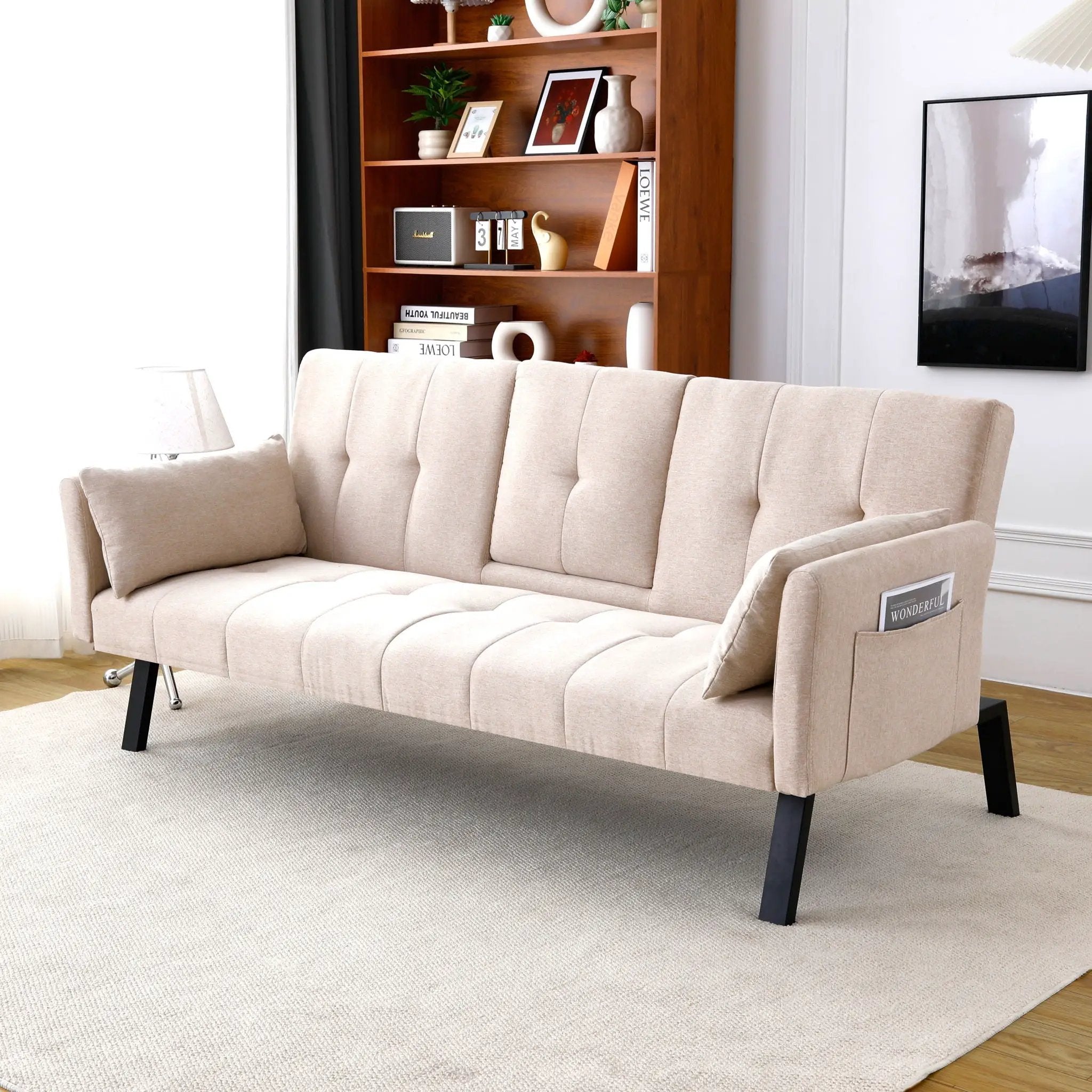 Sofa Bed With Foldable Design And Cup Holder by HouseOfZazla