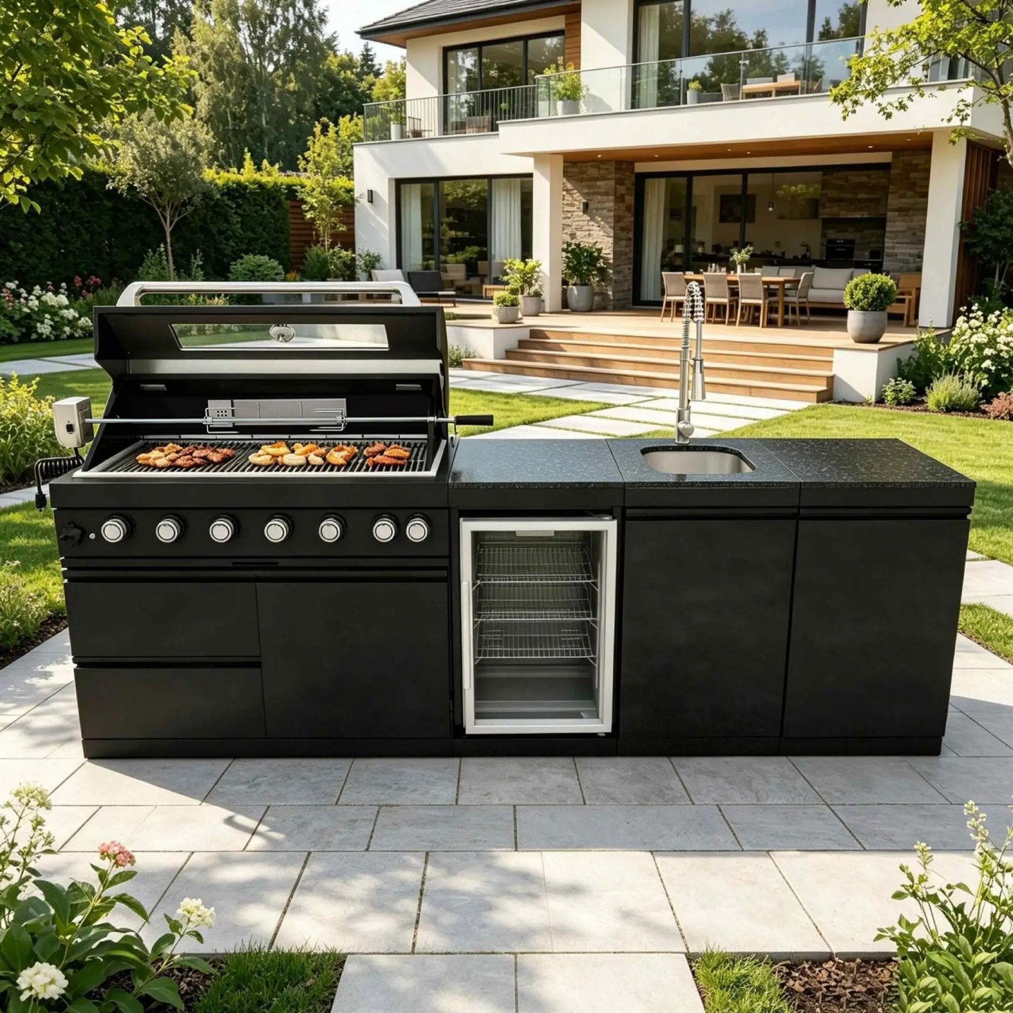 101-Inch 4-Burner Deluxe Stainless Steel Gas Outdoor Kitchen Barbecue Island Grill by HouseOfZazla