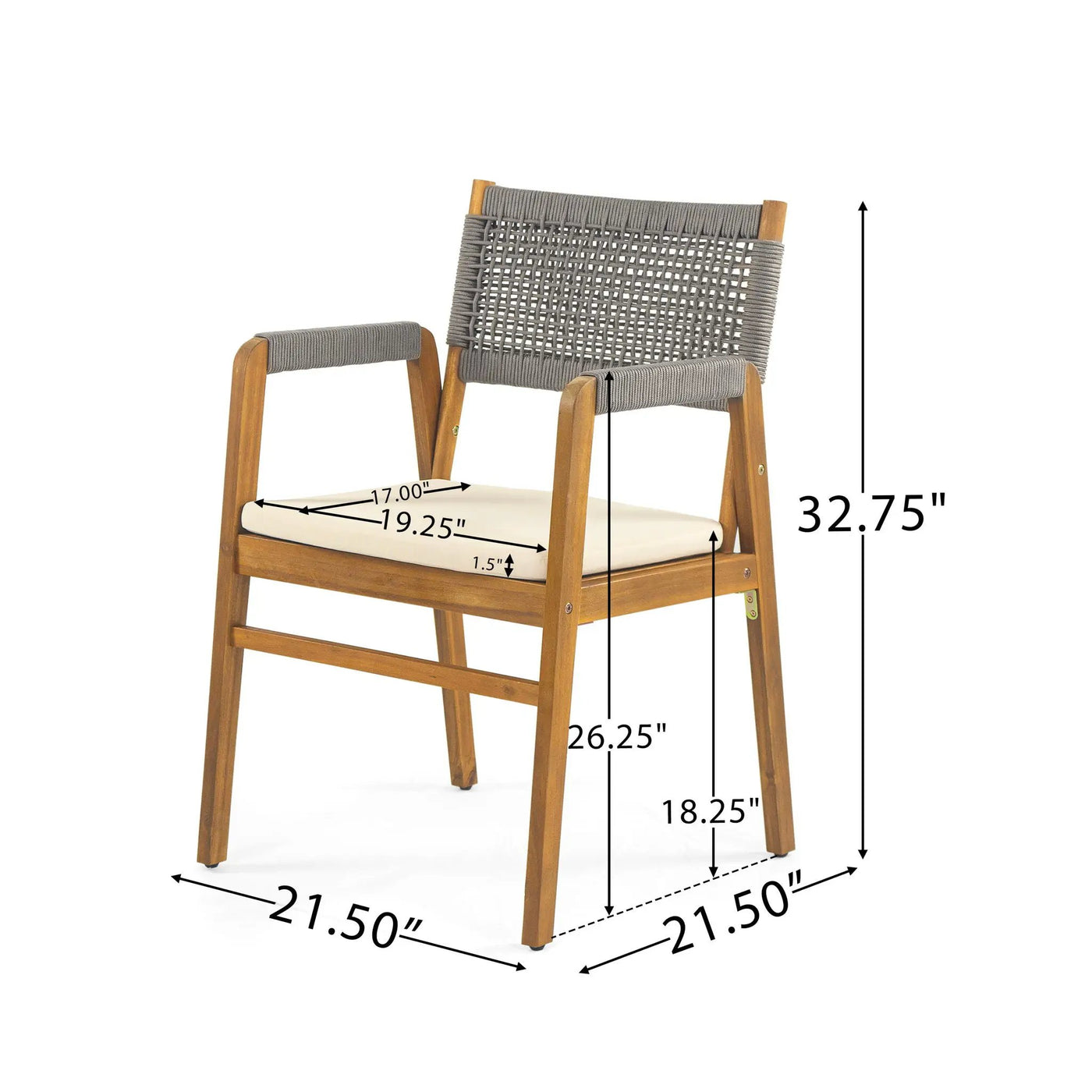 Outdoor Rustic Patio Acacia Bistro Set With Cushions by HouseOfZazla