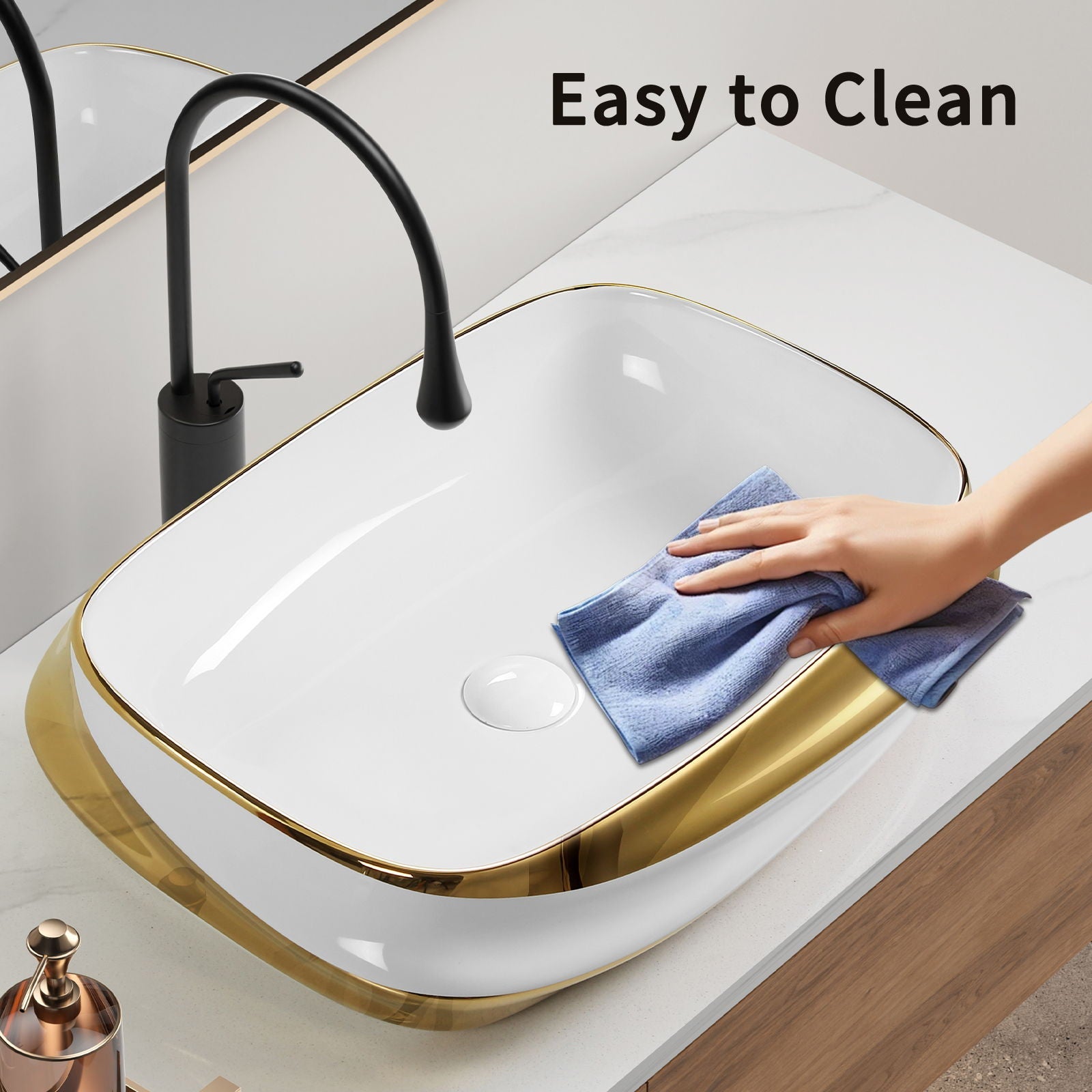 Vessel Sink Above Counter Vanity Basin - Gold / White / Milk White by HouseOfZazla