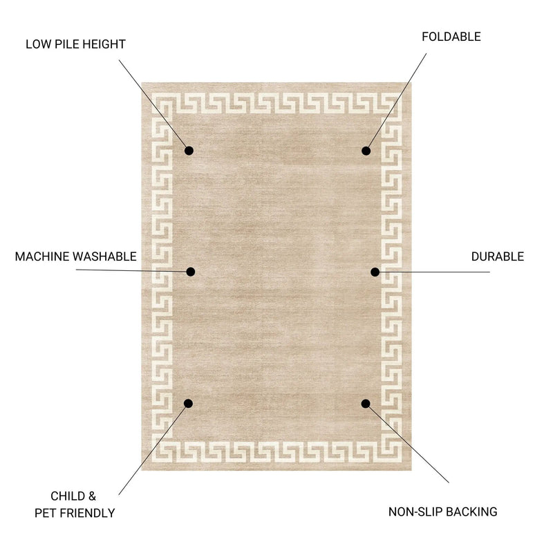 Toucan - 5' X 7' Washable Non - Slip Area Rug - Beige by HouseOfZazla