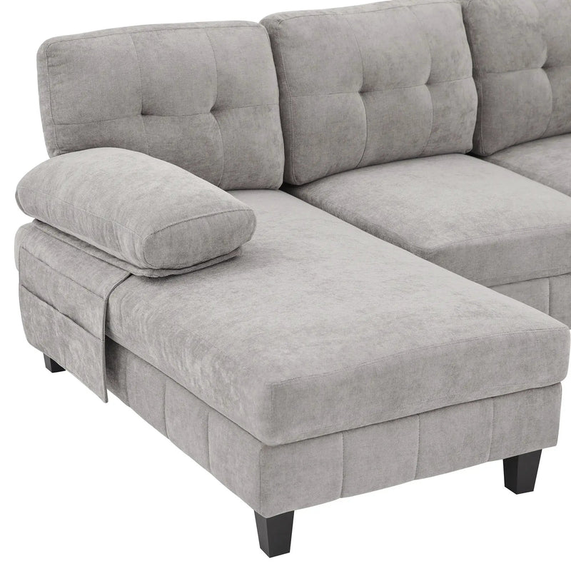 U-Shaped Sectional Sofa 103.5" Fabric Couch With Dual Chaise Lounges, Storage Pockets, Armrest Pillows by HouseOfZazla