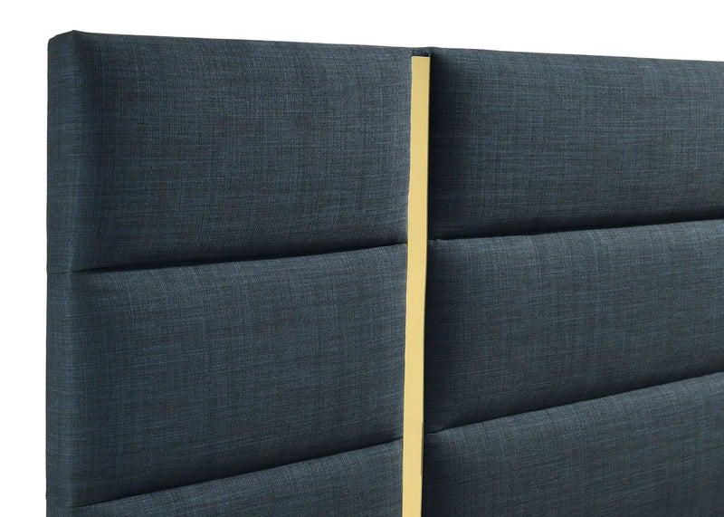 Ines 56-inch Fabric Upholstered Queen Panel Bed Navy by Unique Piece Furniture