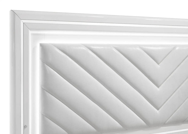 Cassia Eastern King LED Panel Bed White High Gloss by Unique Piece Furniture