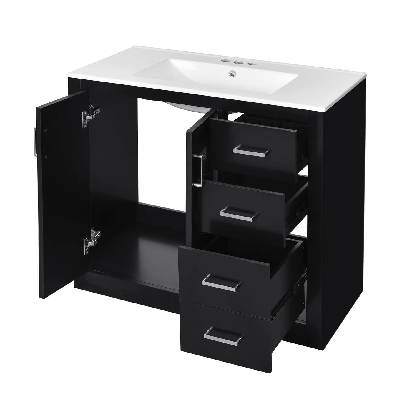 Bathroom Vanity With Sink Combo, Storage Cabinet, Freestanding Set With 3 Drawers & Soft Closing Doors by HouseOfZazla