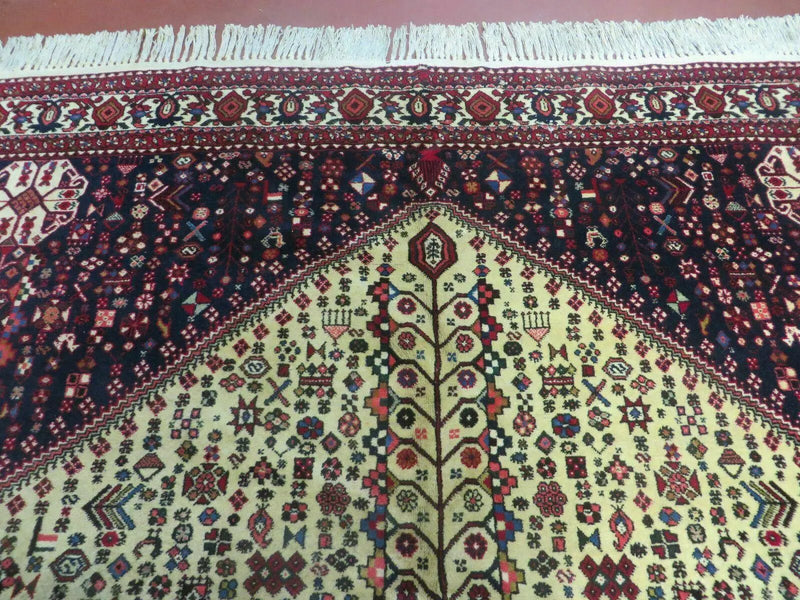 7' X 10' Vintage Handmade Indian Floral Wool Rug Hand Knotted Carpet Ivory Red by Jewel Rugs
