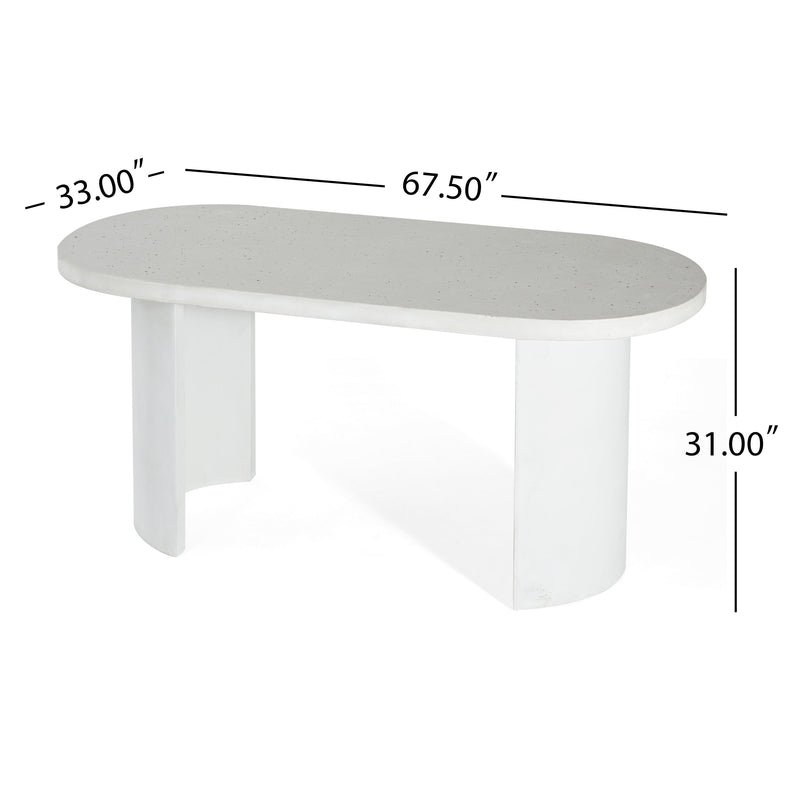 Ellis Oval 67.5" Modern Outdoor Concrete Dining Table with Terrazzo Top, photo 6 of 10