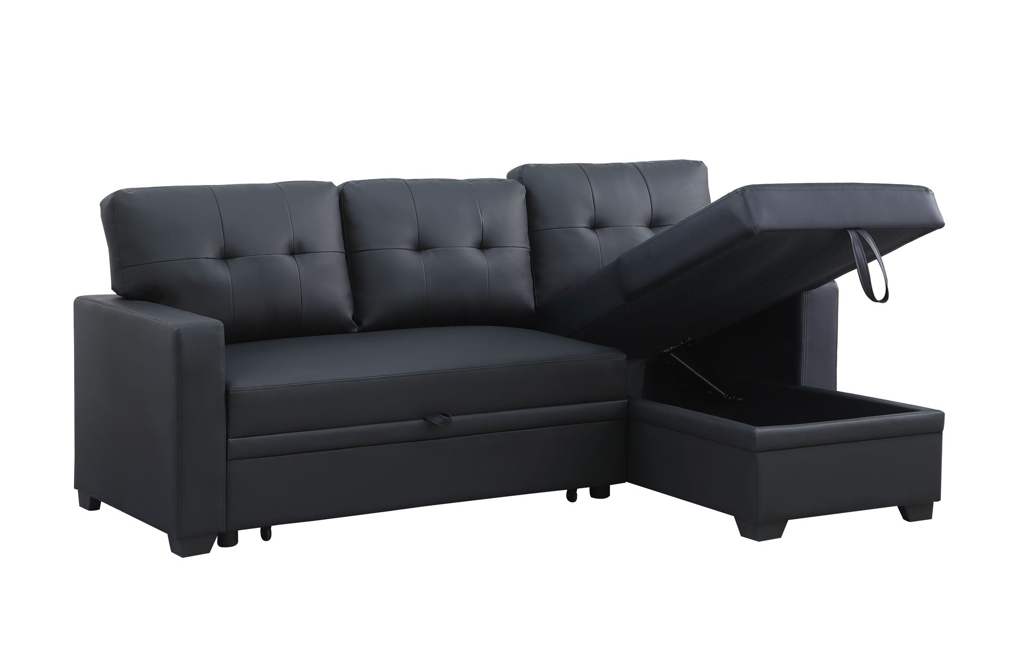 Upholstered Pull Out Sectional Sofa With Chaise by HouseOfZazla