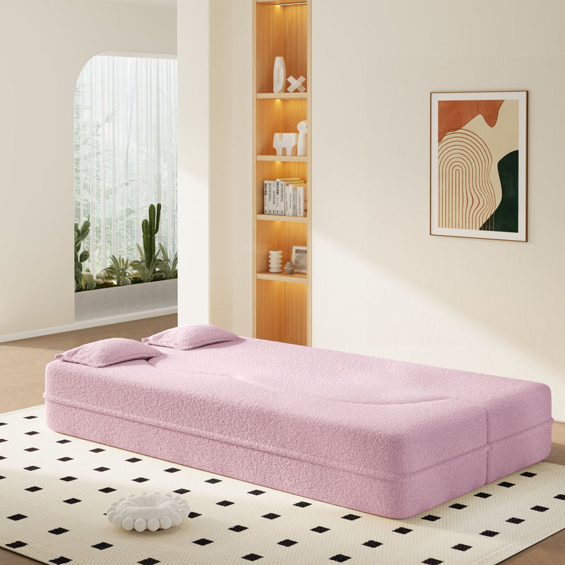 Modern Floor Sleeper Sofa Bed With 2 Pillows, Convertible Twin Size Folding Mattress For Living Room by HouseOfZazla