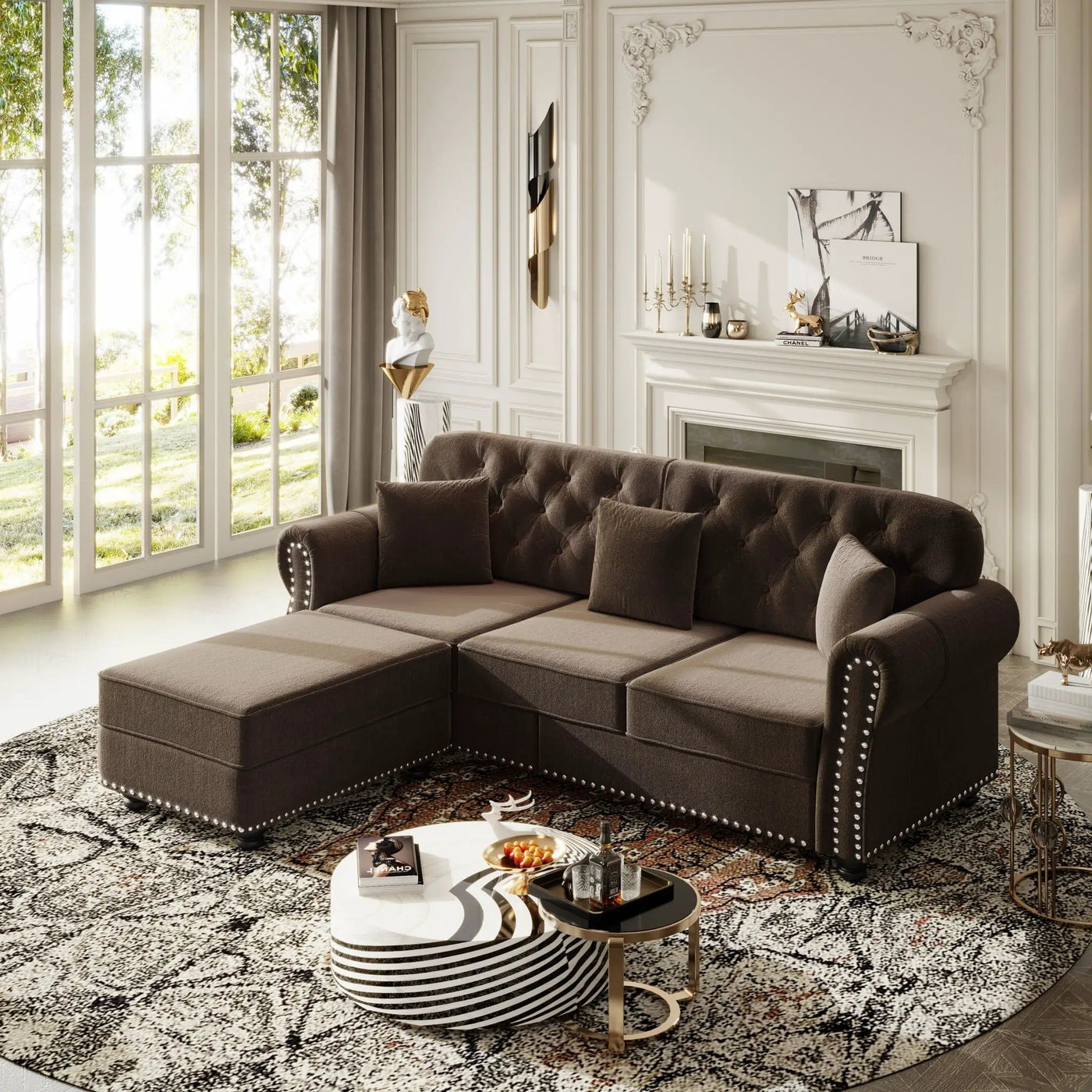 Upholstered 3 Seater Sofa Set With Ottoman by HouseOfZazla