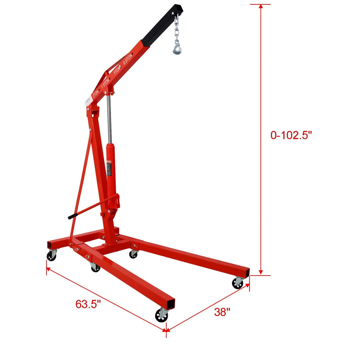 2 Ton Folding Engine Hoist Crane Lift with 6 Wheels by HouseOfZazla