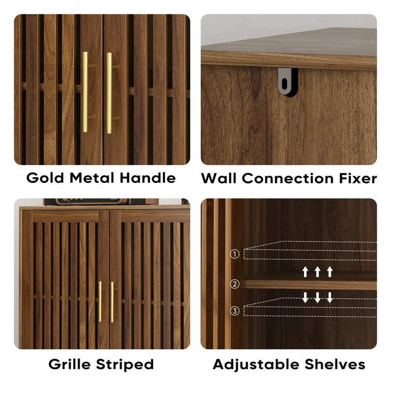 Grille Striped Sideboard Buffet Cabinet With Storage by Unique Piece Furniture