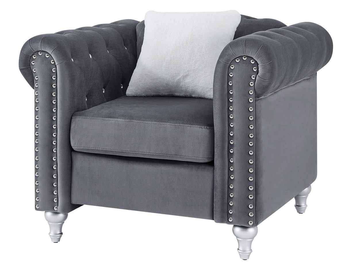 Contemporary Lounge Chair with Faux Jeweled Tufting - Multiple Colors, photo 14 of 26