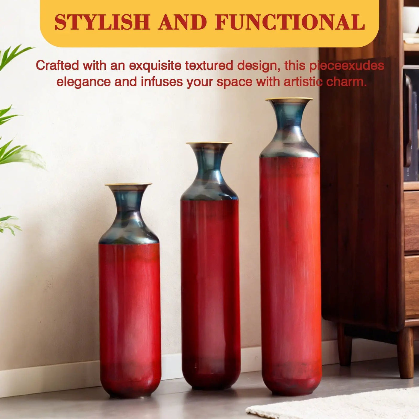 Modern Droplet Shaped Floor Vase Set, 3 Piece Home Decor by HouseOfZazla