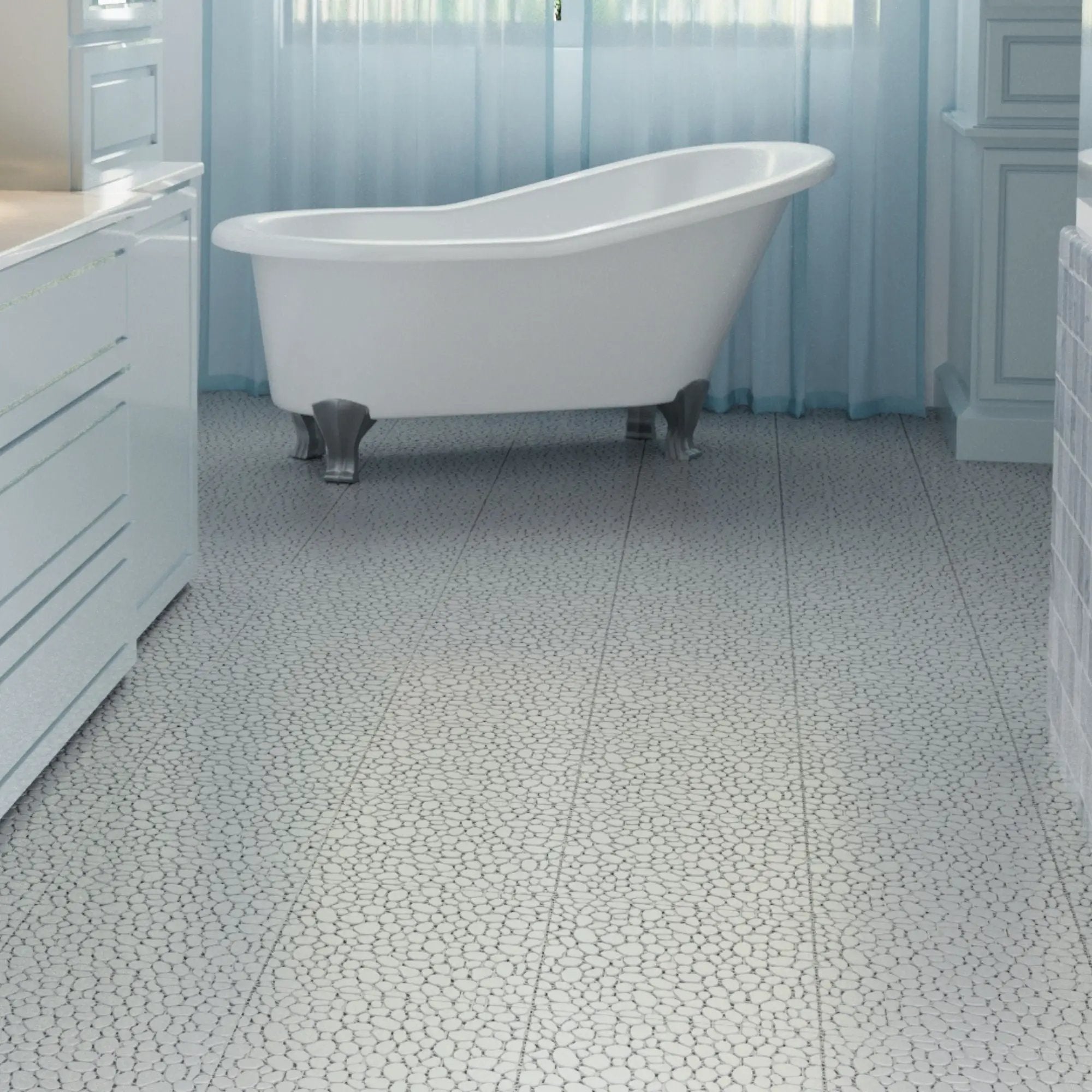 Interlocking Deck Tiles Plastic Waterproof Outdoor All Weather Anti-Slip Bathroom Shower Balcony Porch Strong Weight Capacity Upto 440 Lbs, Pebble Stone Pattern by HouseOfZazla