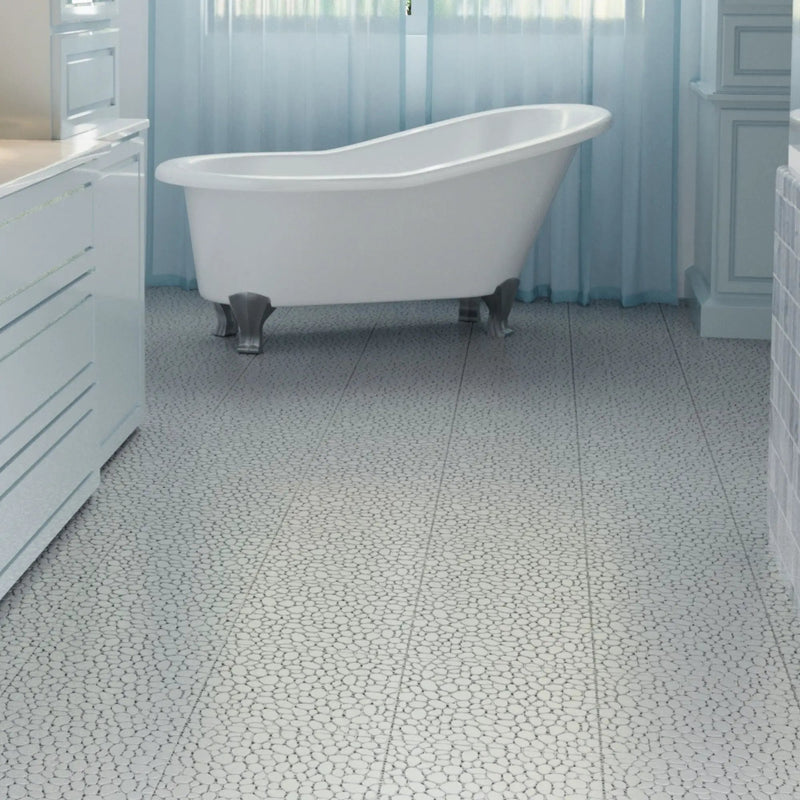 Interlocking Deck Tiles Plastic Waterproof Outdoor All Weather Anti-Slip Bathroom Shower Balcony Porch Strong Weight Capacity Upto 440 Lbs, Pebble Stone Pattern by HouseOfZazla