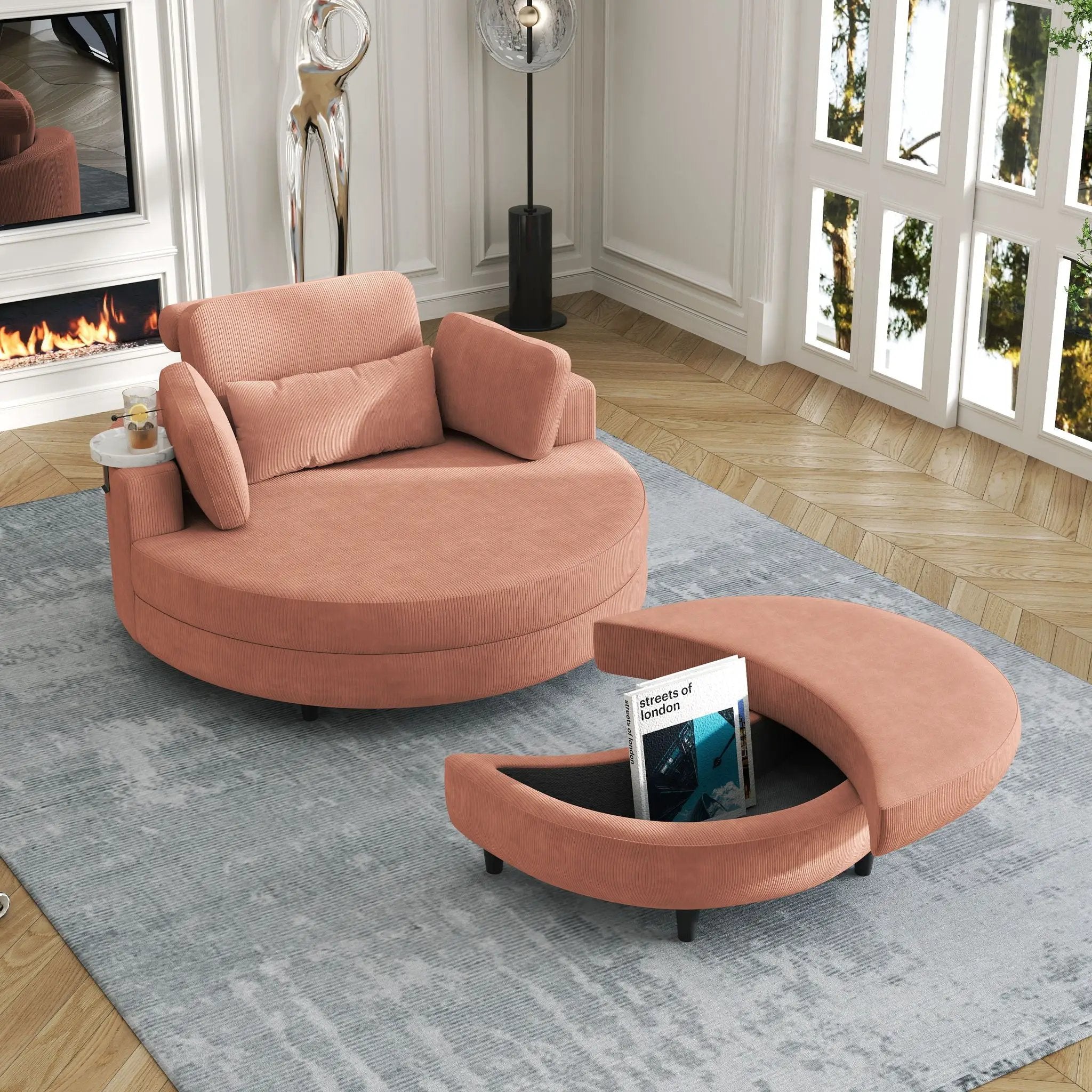 Sofa With Two Throw Pillows And A Waist Pillow With An Extra Tray For Comfortable Seating In Small Apartment Bedrooms by Unique Piece Furniture
