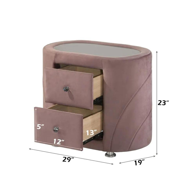 Salonia - Nightstand - Pink Velvet by Unique Piece Furniture