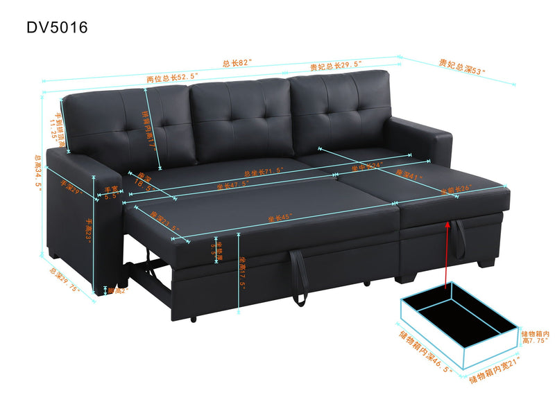Upholstered Pull Out Sectional Sofa With Chaise by HouseOfZazla
