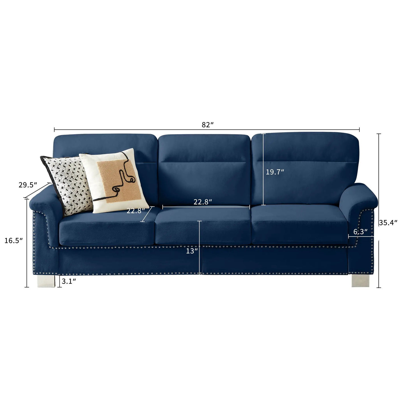 3 Seater Elegant Stationary Sofa by HouseOfZazla