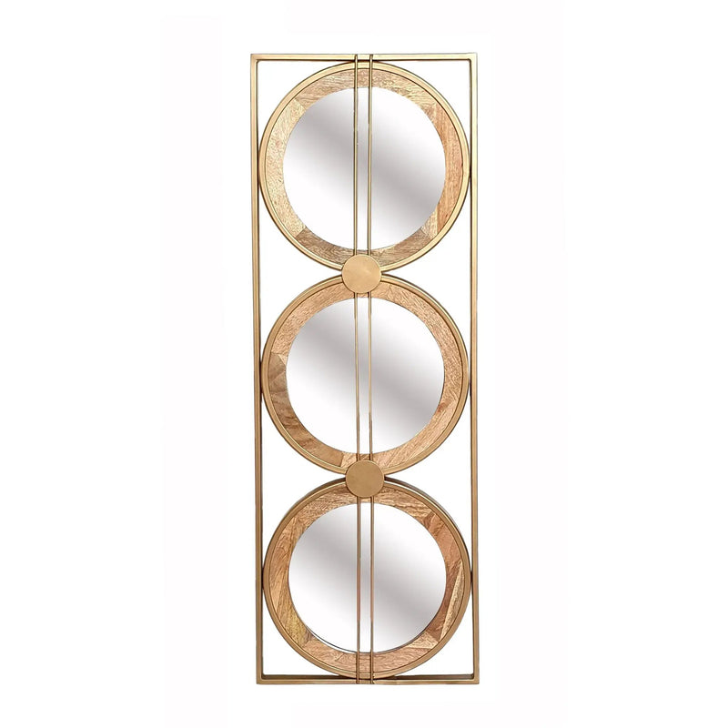 3 Mirror Piece Wall Mirror InRectangular Frame, Home Wall Decor For Bedroom Living Room - Brown by HouseOfZazla