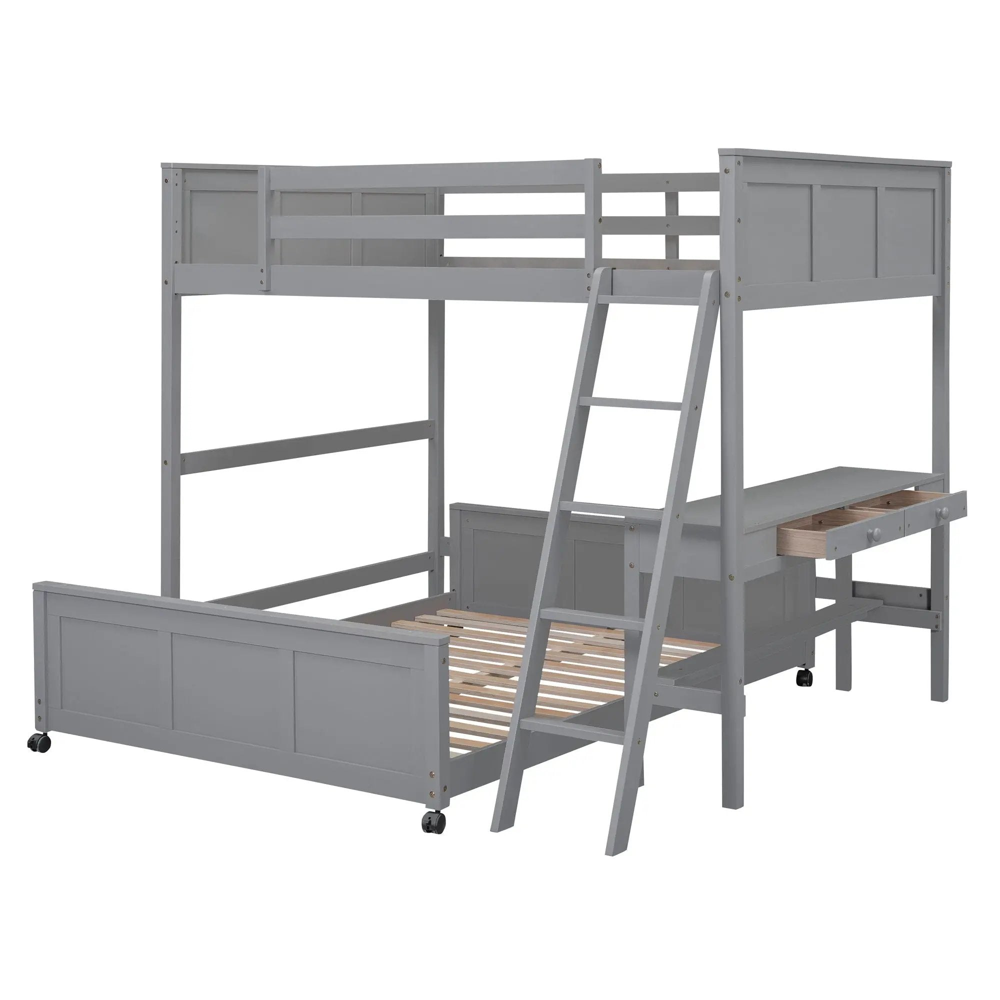Full Over Full Bunk Bed With Desk by Unique Piece Furniture